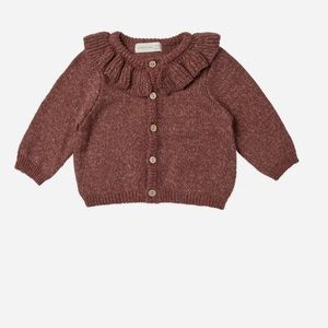 NWOT Quincy Mae baby cardigan sweater with ruffled neck